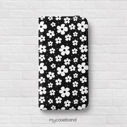 Black Daisies Wallet Phone Case