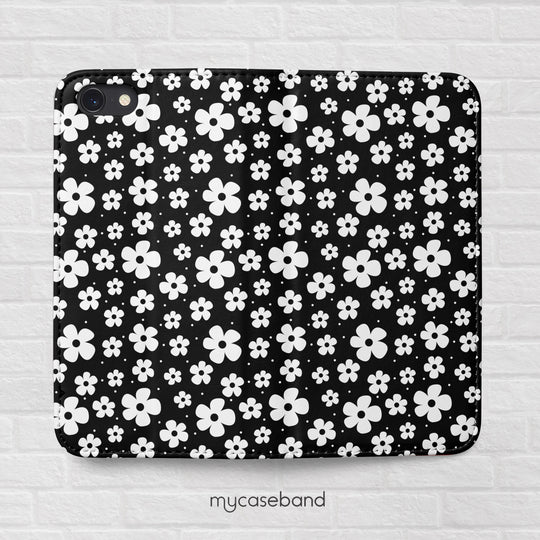 Black Daisies Wallet Phone Case