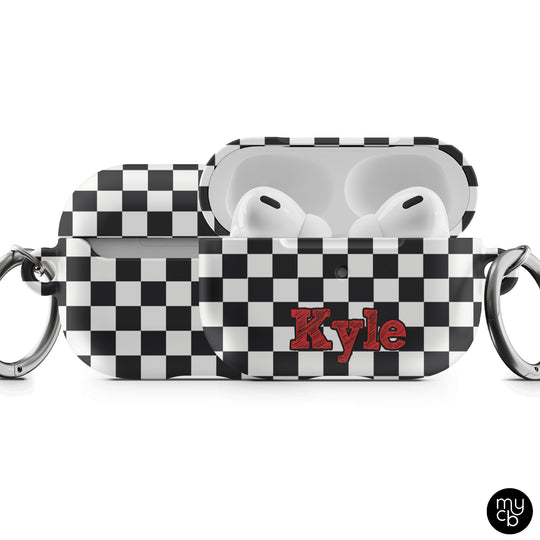 Black and White Checkers AirPods Case