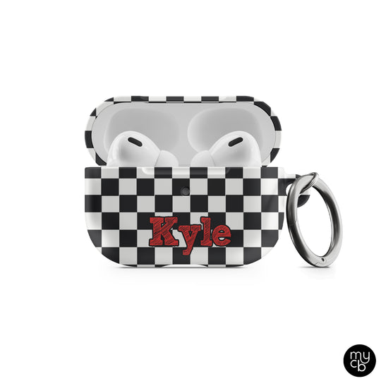 Black and White Checkers AirPods Case