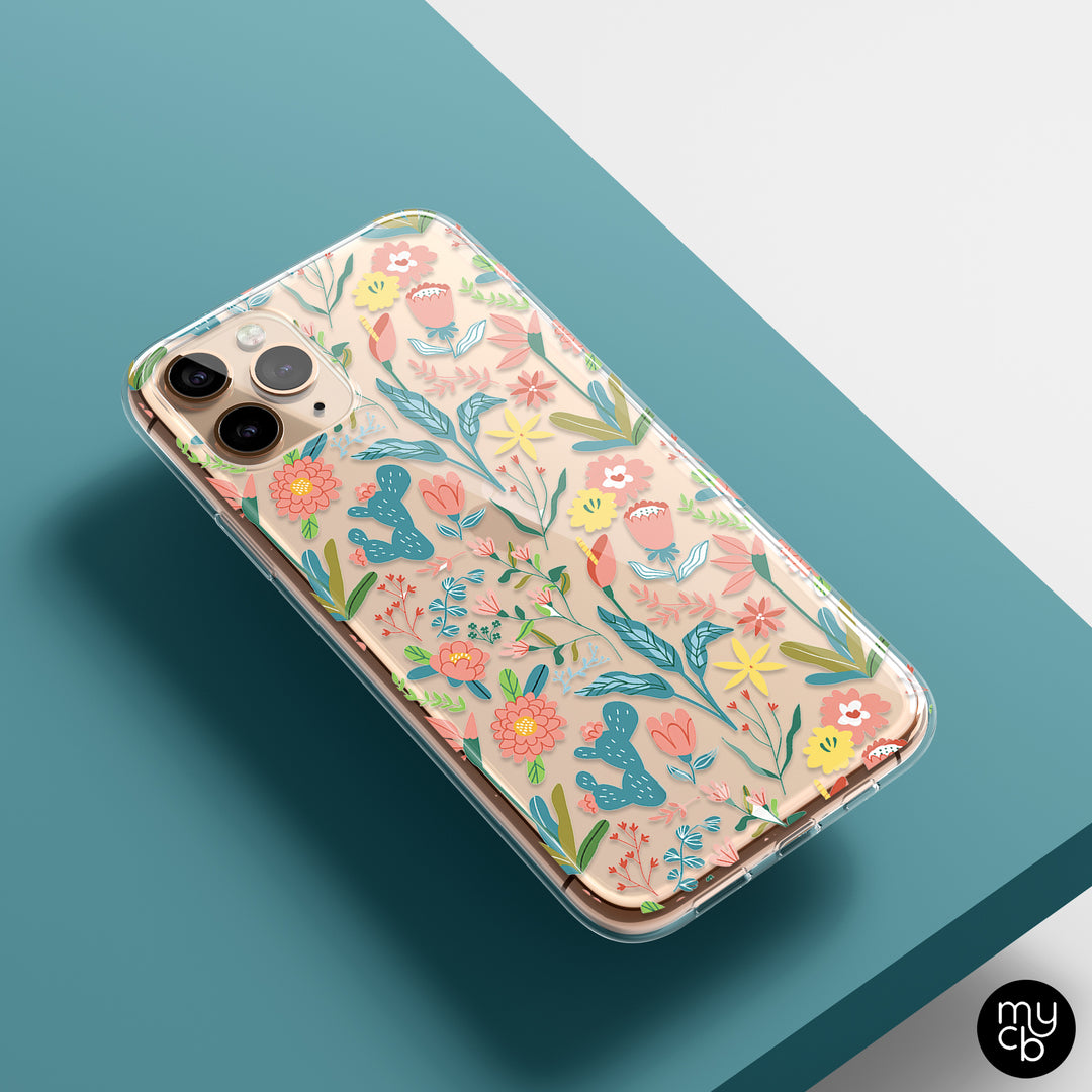 Floral Doodle Clear Phone Case