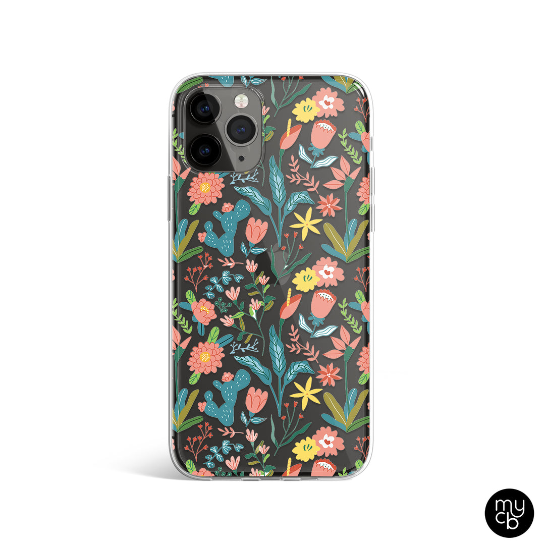 Floral Doodle Clear Phone Case