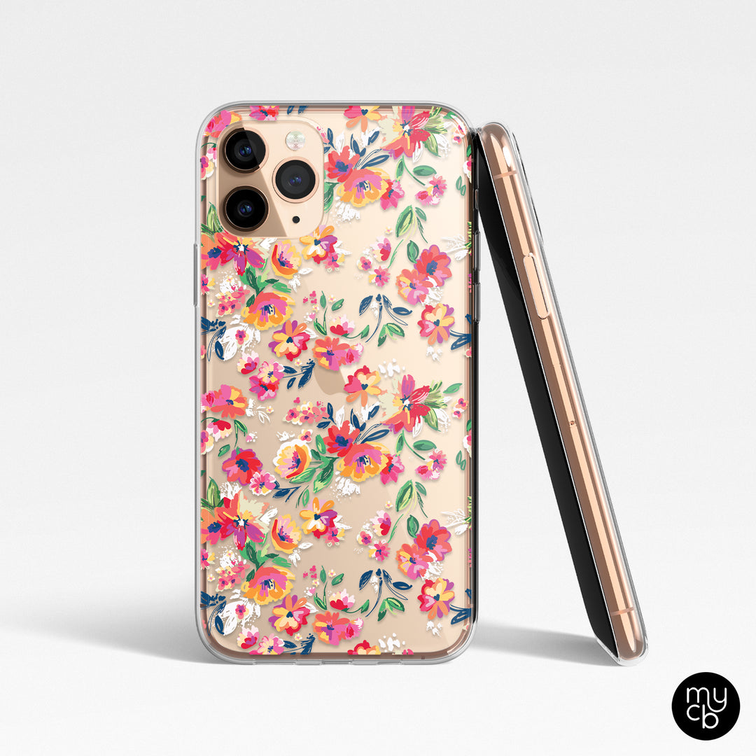 Floral Abstract Clear Phone Case