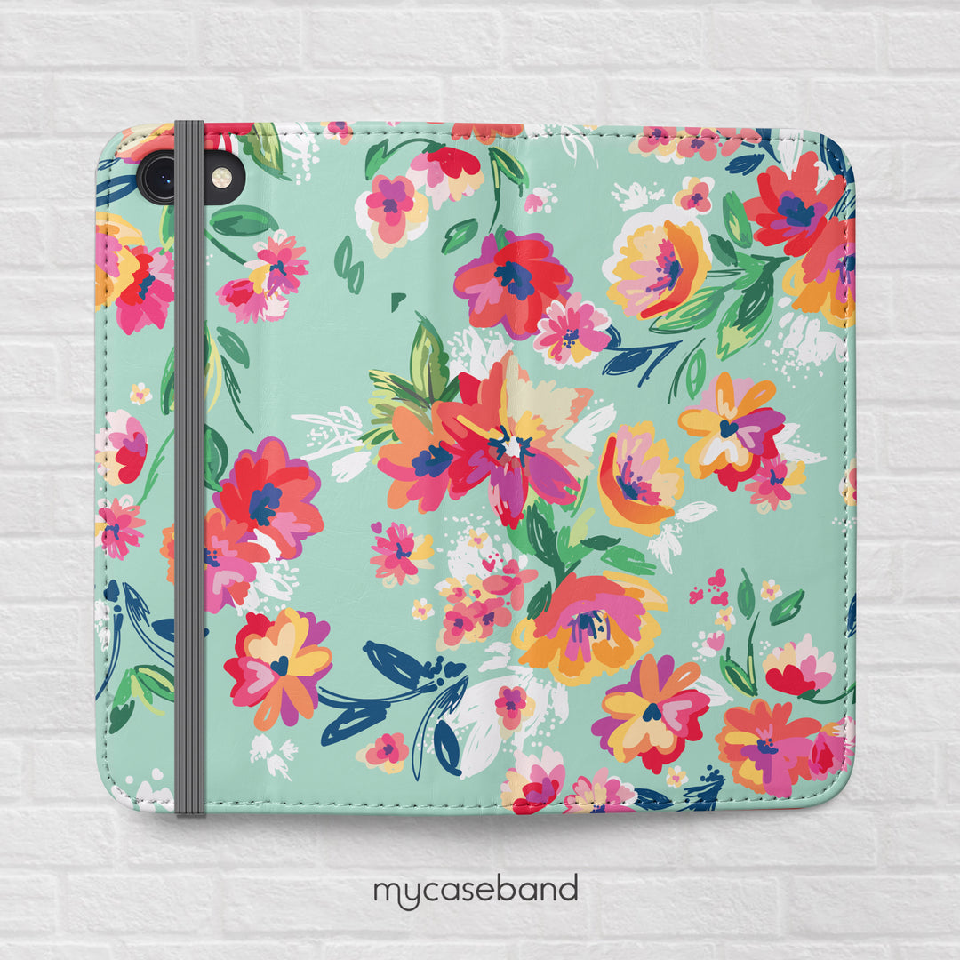 Watercolor Floral Wallet Phone Case