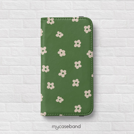 Green Daisies Wallet Phone Case