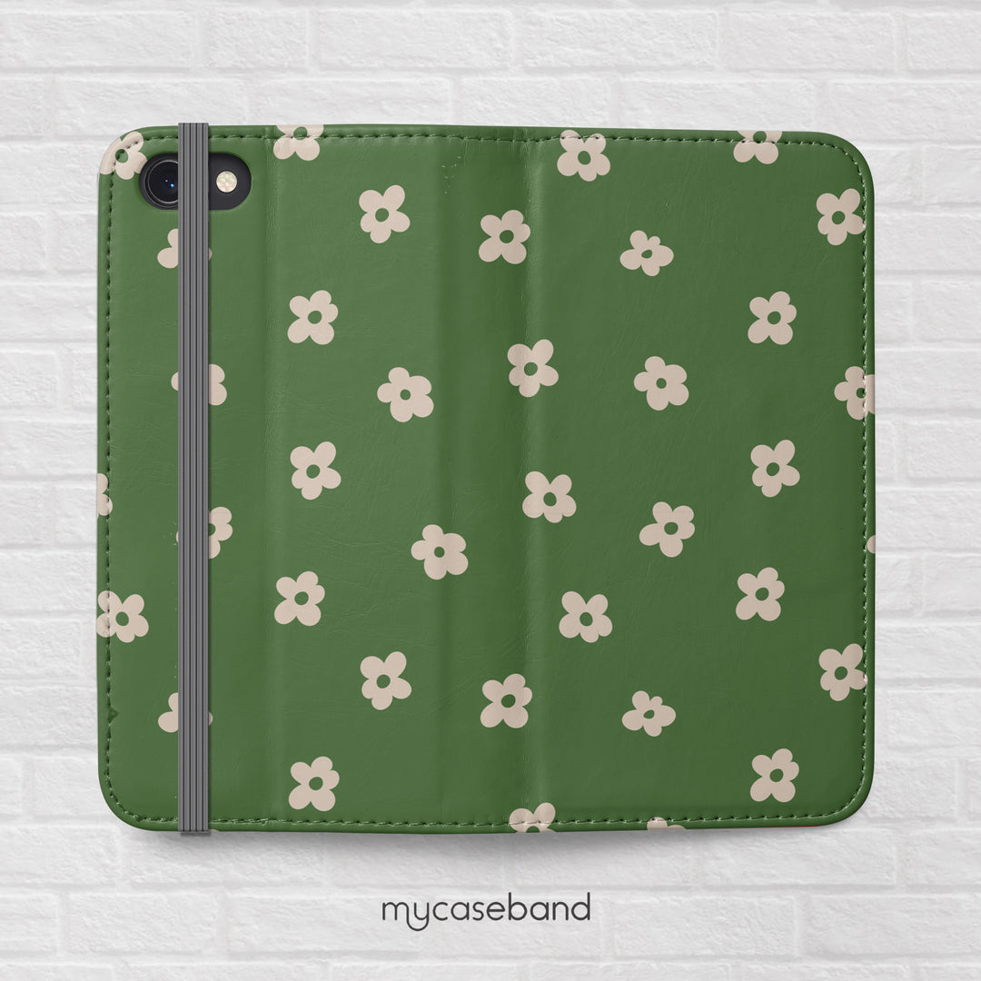 Green Daisies Wallet Phone Case