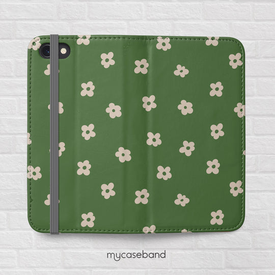 Green Daisies Wallet Phone Case