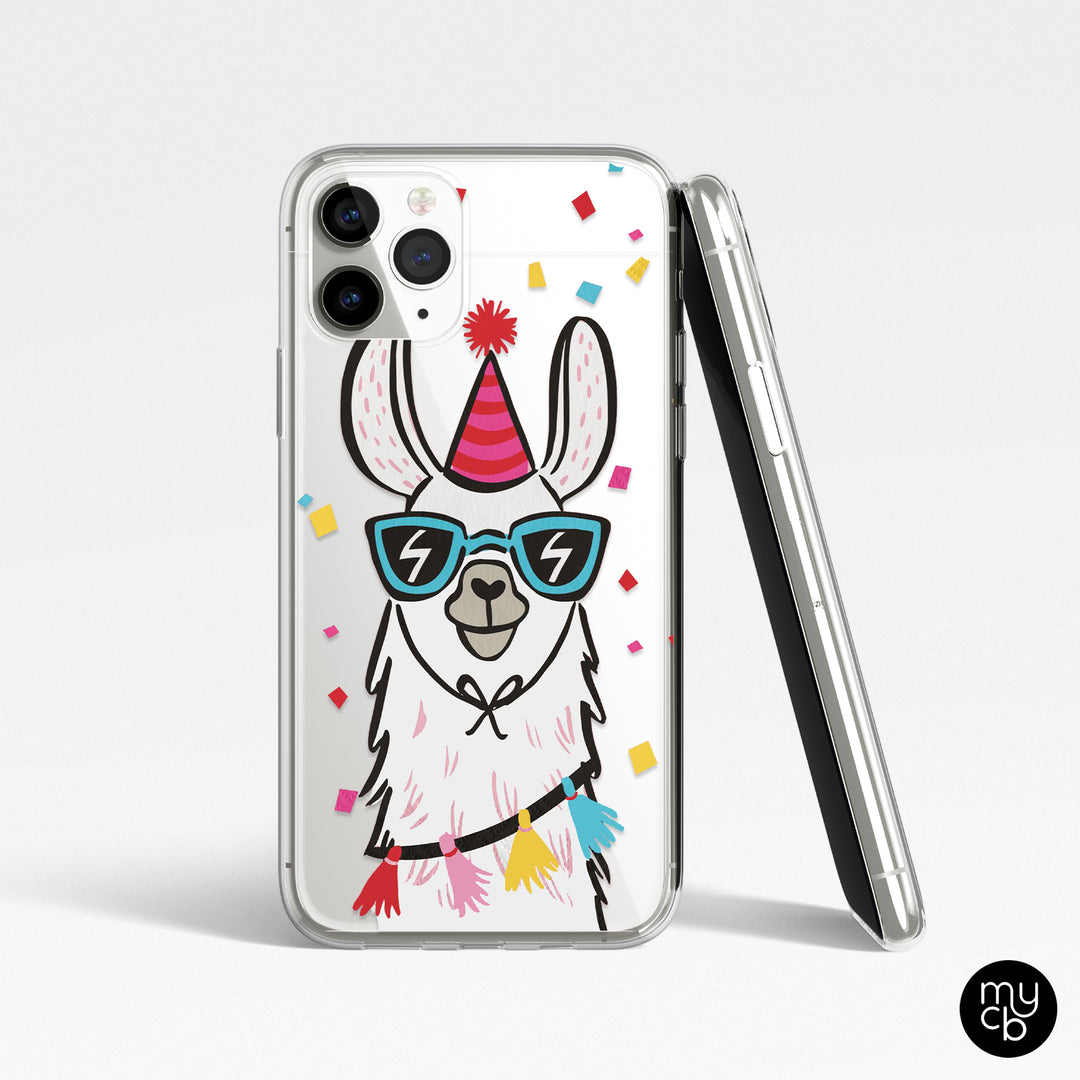 Birthday Llama Clear Phone Case