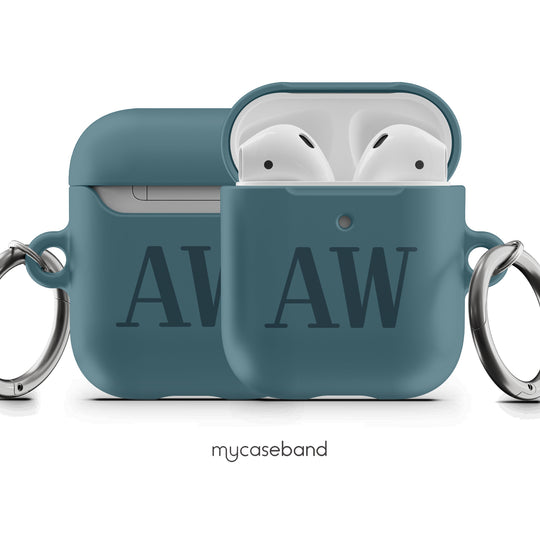 Navy Initials AirPods Case