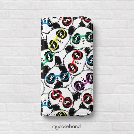 Pandas Wearing Glasses Wallet Phone Case