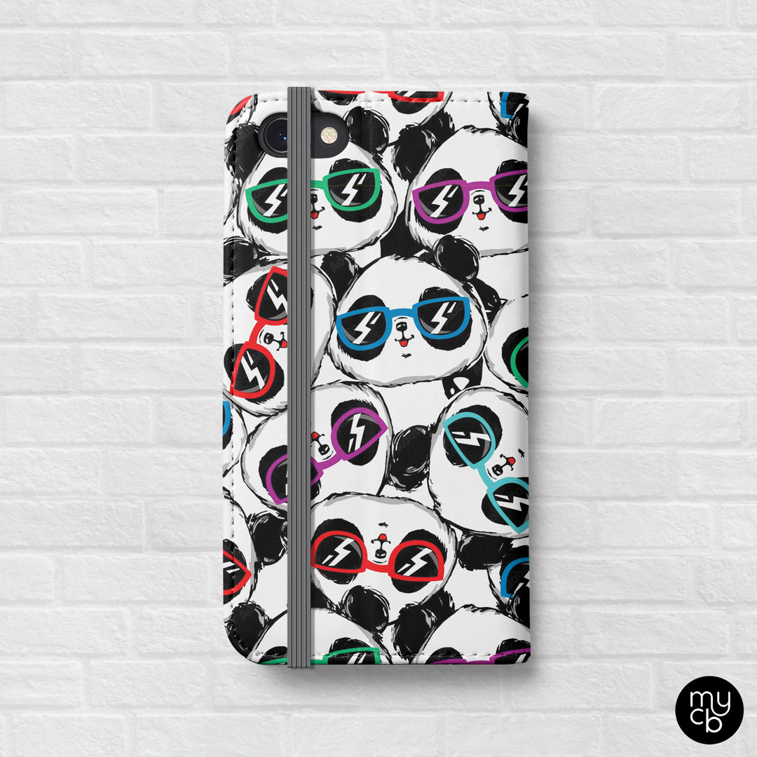 Pandas Wearing Glasses Wallet Phone Case