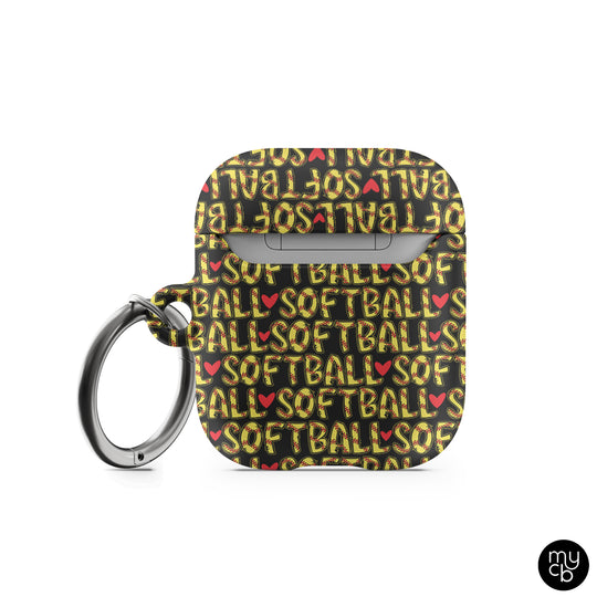 Softball Love Black AirPods Case