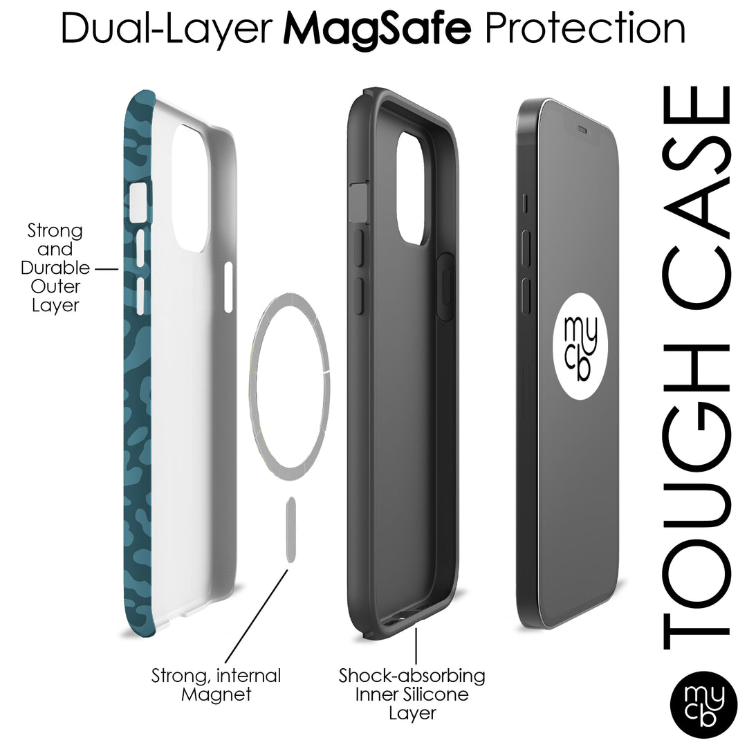 Teal Leopard MagSafe Phone Case