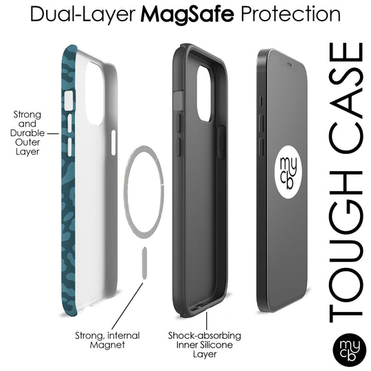 Teal Leopard MagSafe Phone Case