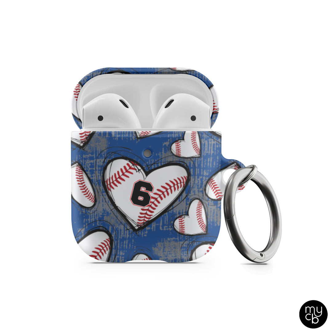 Sketchy Baseball Blue AirPods Case