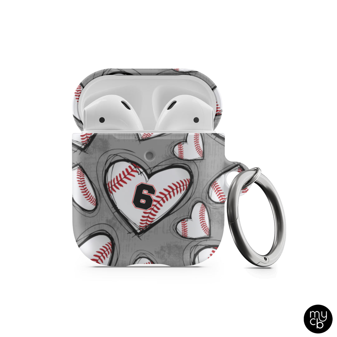 Sketchy Baseball Gray AirPods Case