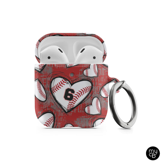 Sketchy Baseball Red AirPods Case