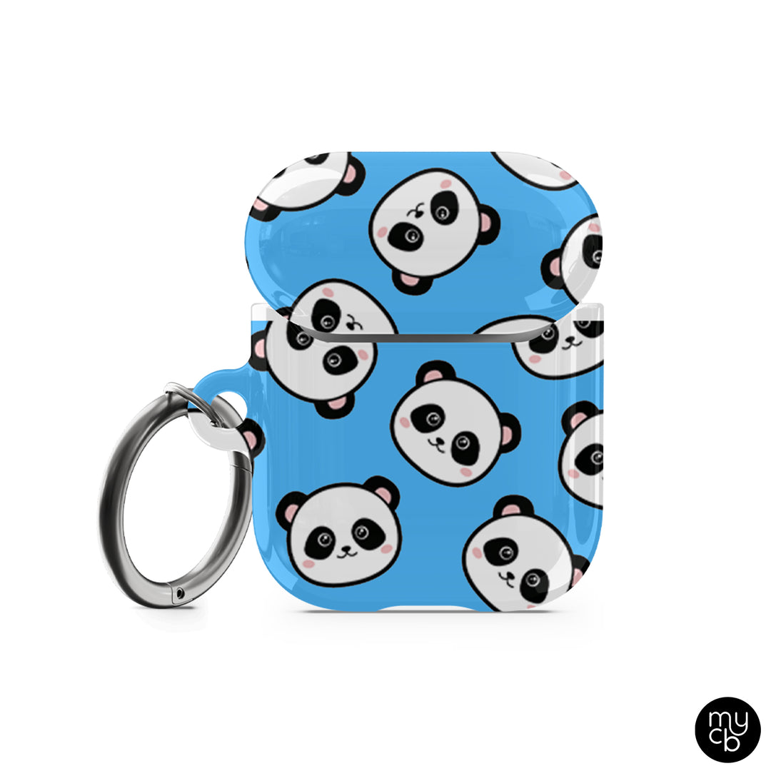 Panda Faces Blue AirPods Case