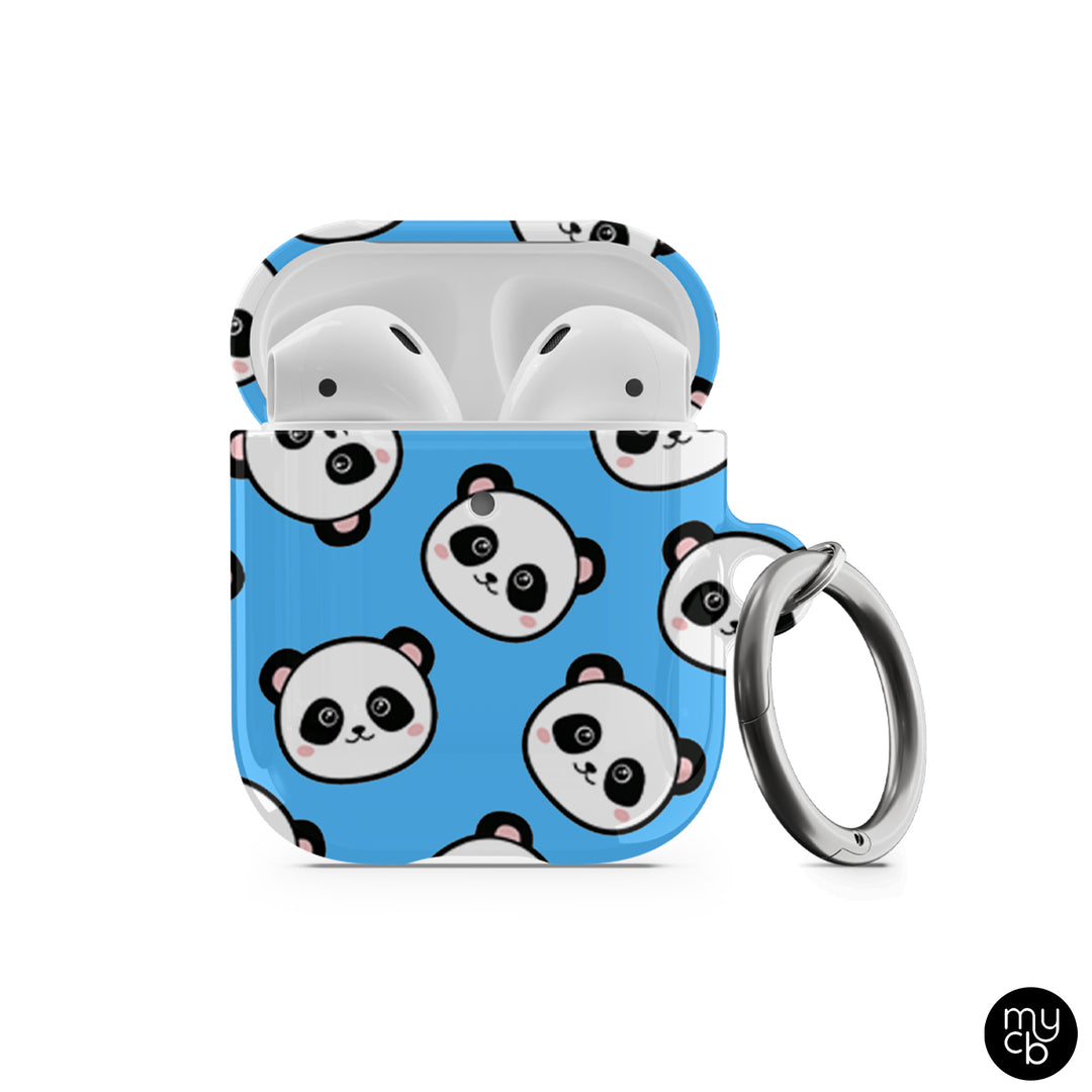 Panda Faces Blue AirPods Case