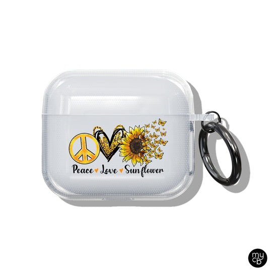 Peace Love Sunflower Clear AirPods Case