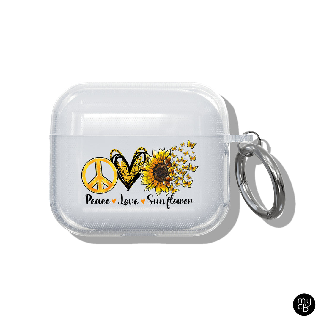 Peace Love Sunflower Clear AirPods Case