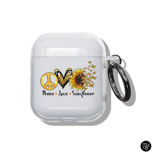 Peace Love Sunflower Clear AirPods Case