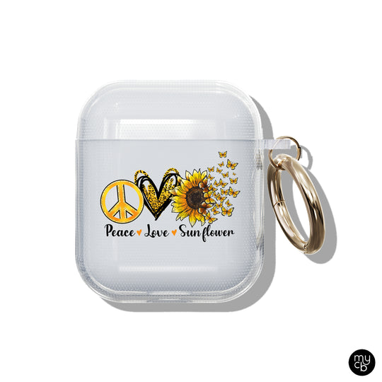 Peace Love Sunflower Clear AirPods Case