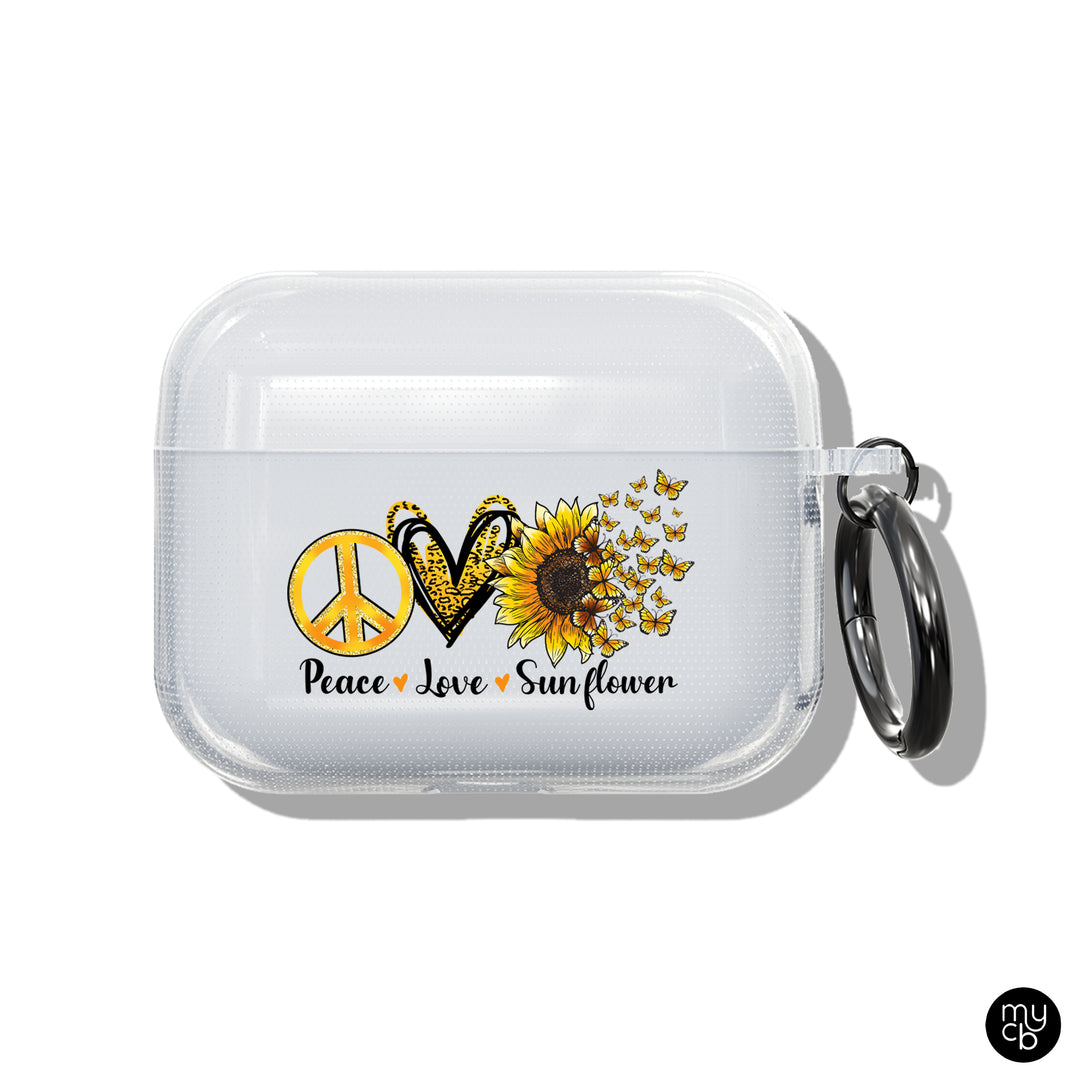 Peace Love Sunflower Clear AirPods Case