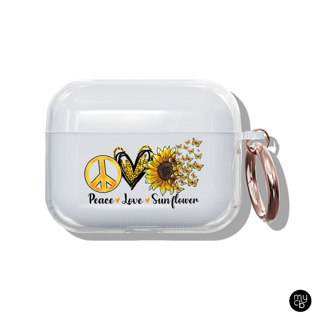 Peace Love Sunflower Clear AirPods Case