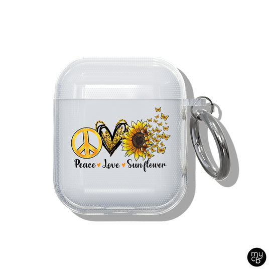 Peace Love Sunflower Clear AirPods Case