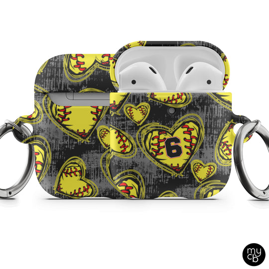 Sketchy Softball Black AirPods Case