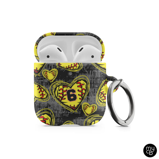Sketchy Softball Black AirPods Case