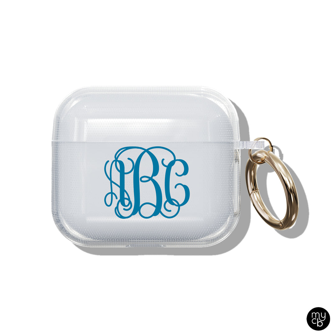 Vine Initials Clear AirPods Case