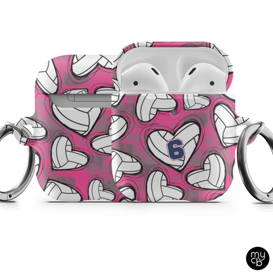 Sketchy Volleyball Pink AirPods Case