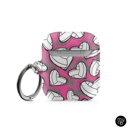 Sketchy Volleyball Pink AirPods Case